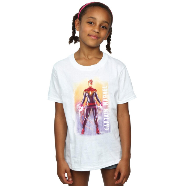 Li-cense Marvel meisjes captain aquarel katoenen t-shirt UTBI31180_white large