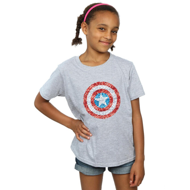Li-cense Marvel meisjes captain america pixelated shield katoenen t-shirt UTBI31361_sportsgrey large