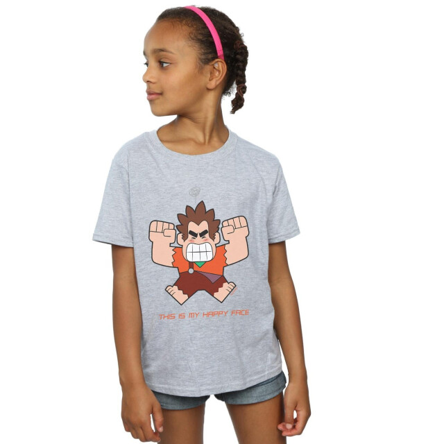 Li-cense Disney meisjes wreck it ralph happy face katoenen t-shirt UTBI42677_sportsgrey large