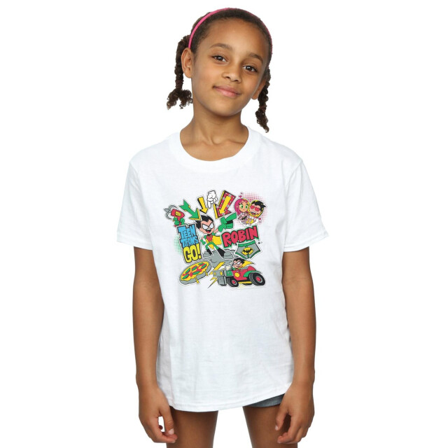 Li-cense Dc comics meisjes teen titans go robin montage katoenen t-shirt UTBI41488_white large