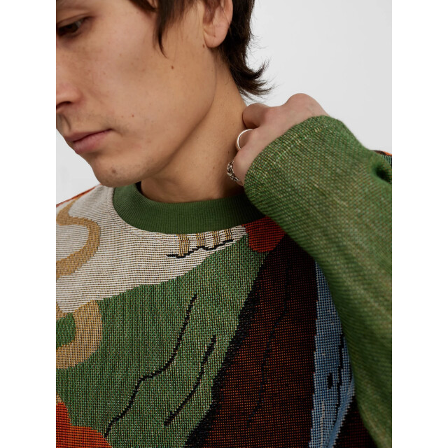 Anerkjendt 901828 akknud intarsia knit 4081 deep lichen green 901828 large