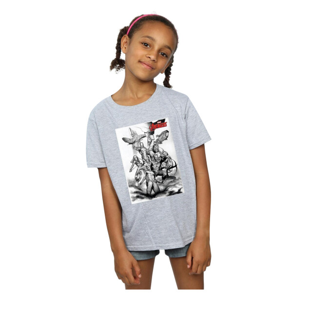 Li-cense Marvel meisjes avengers assemble team schets katoenen t-shirt UTBI2597_sportsgrey large