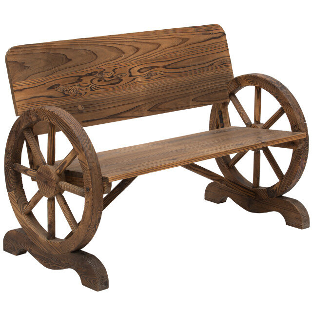 4goodz Tuinbank met armleuning wagenwielen design massief hout 3156234 large