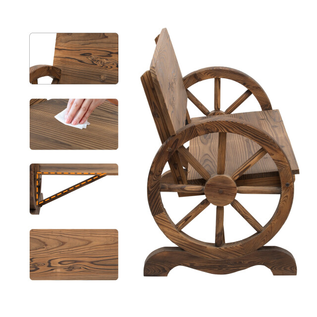 4goodz Tuinbank met armleuning wagenwielen design massief hout 3156234 large