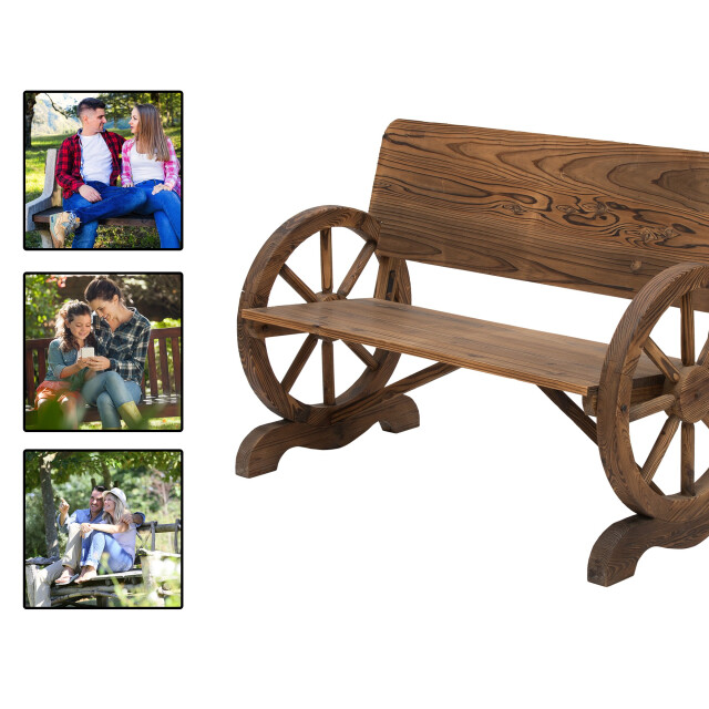 4goodz Tuinbank met armleuning wagenwielen design massief hout 3156234 large