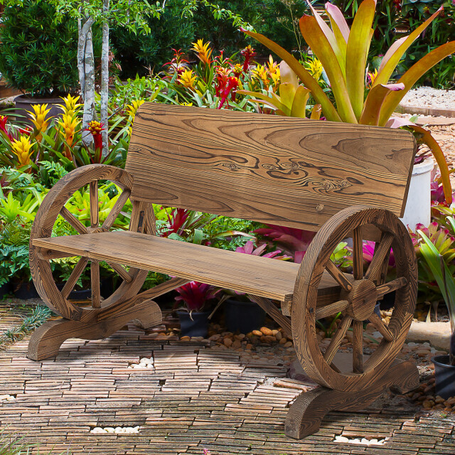 4goodz Tuinbank met armleuning wagenwielen design massief hout 3156234 large