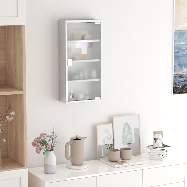 4goodz Medicijnkastje ehbo-kastje met slot rvs 12x30x60 cm 3156168 large