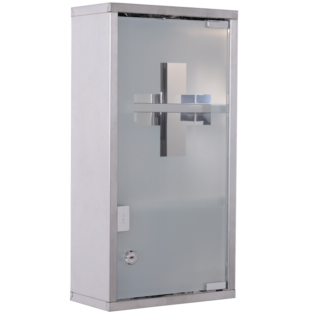 4goodz Medicijnkastje ehbo-kastje met slot rvs 12x25x48 cm 3156170 large
