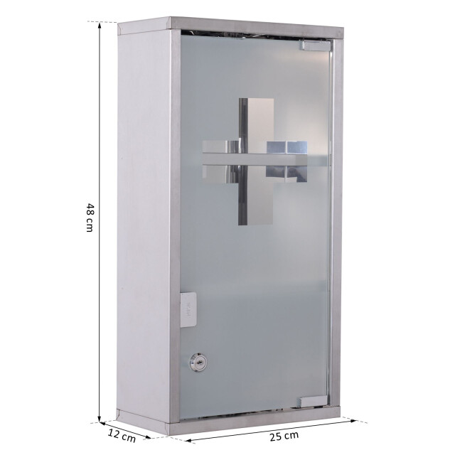 4goodz Medicijnkastje ehbo-kastje met slot rvs 12x25x48 cm 3156170 large