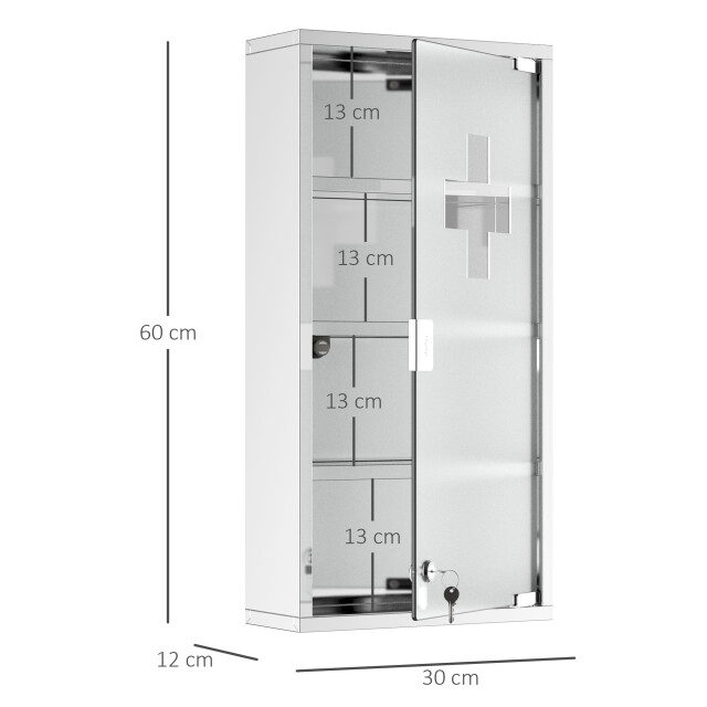 4goodz Medicijnkastje ehbo-kastje met slot rvs 12x30x60 cm 3156168 large