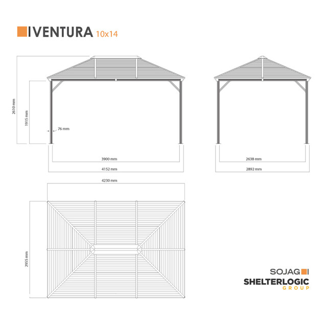 Sojag Aluminium paviljoen ventura 1014 296x423x261 cm 3156156 large