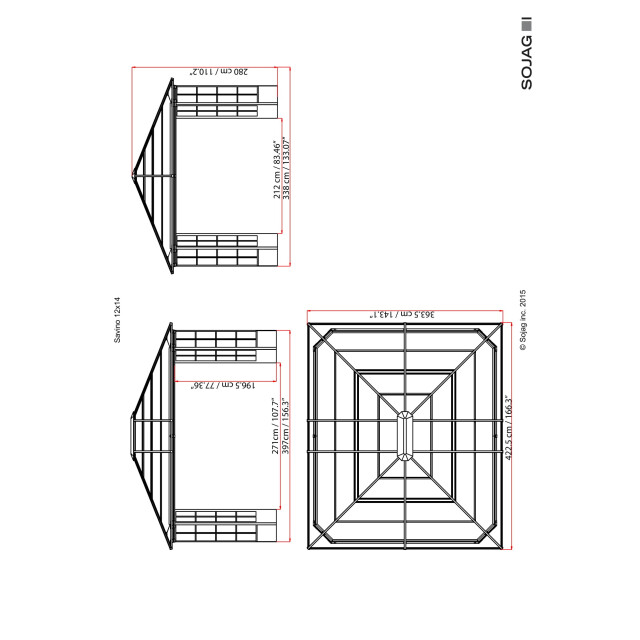 Sojag Aluminium paviljoen savino met klamboe 338x397x280cm 3156157 large