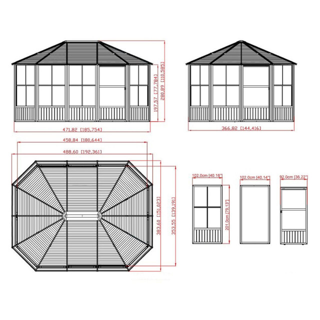Sojag Aluminium paviljoen charleston met klamboe 384x489x281 cm 3156159 large