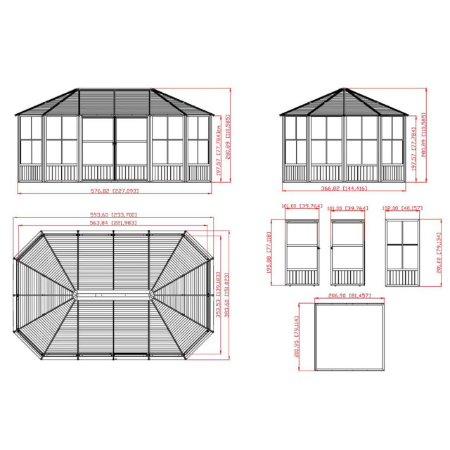 Sojag Aluminium paviljoen charleston met klamboe 384x594x281cm 3156160 large