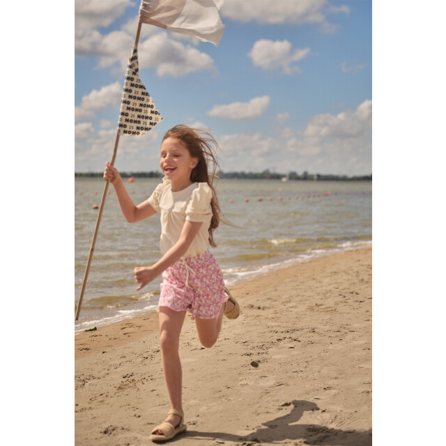 NoNo Zomer short meisjes fresia aop bloemen, plisse, jersey sunny N503-5615-608 large