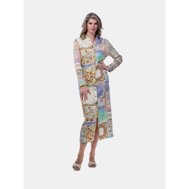 Mucho Gusto ® jurk francis bay groen blauw multipatchwork MUCHO GUSTO® Jurk Francis Bay Groen Blauw Multipatchwork large