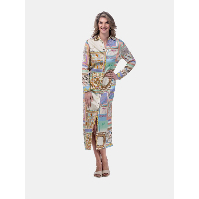 Mucho Gusto ® jurk francis bay groen blauw multipatchwork MUCHO GUSTO® Jurk Francis Bay Groen Blauw Multipatchwork large
