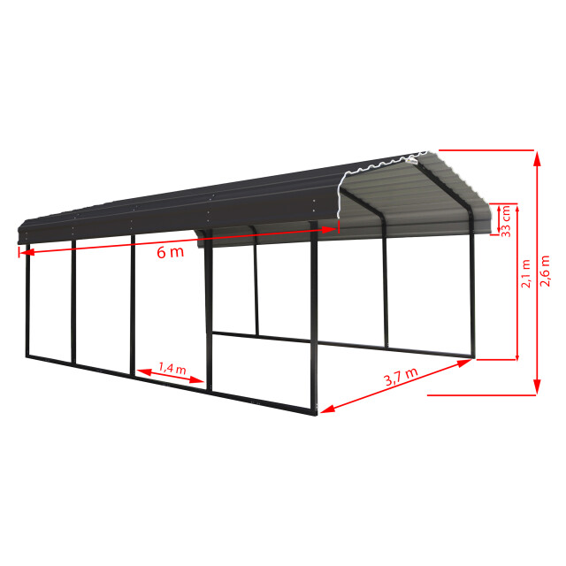 ShelterLogic Carport rome overkapping metaal 600x370x260 cm - 3156891 large