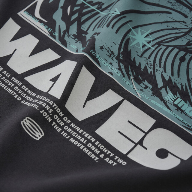 Indian Blue Zomer t-shirt s/s jongens - print wave 960125-1961-Antra Ash large