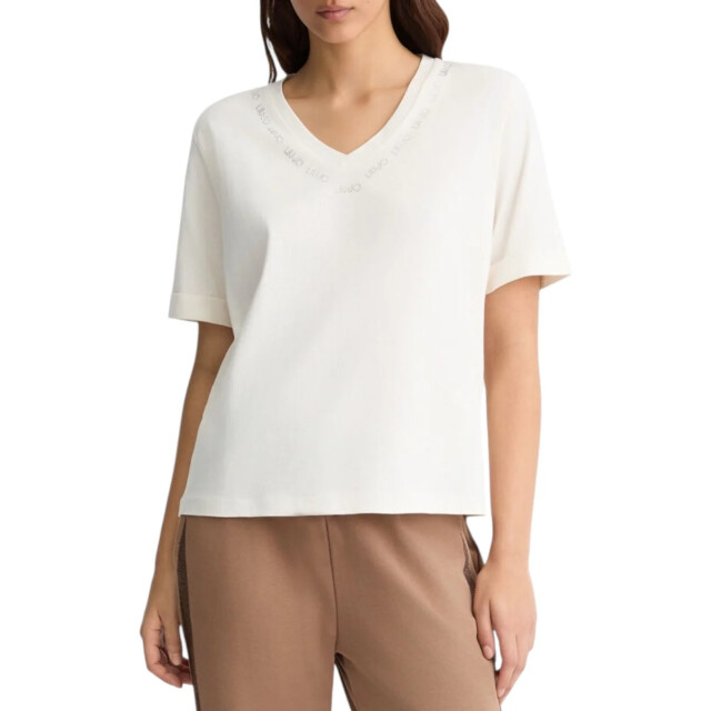 Liu Jo T-shirt dames Liu Jo Wit V-hals T-shirt Met Logo large