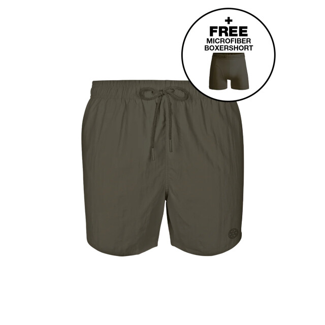 Muchachomalo Jongens zwembroek leger + gratis microfiber boxershort SOLID2062-45J large