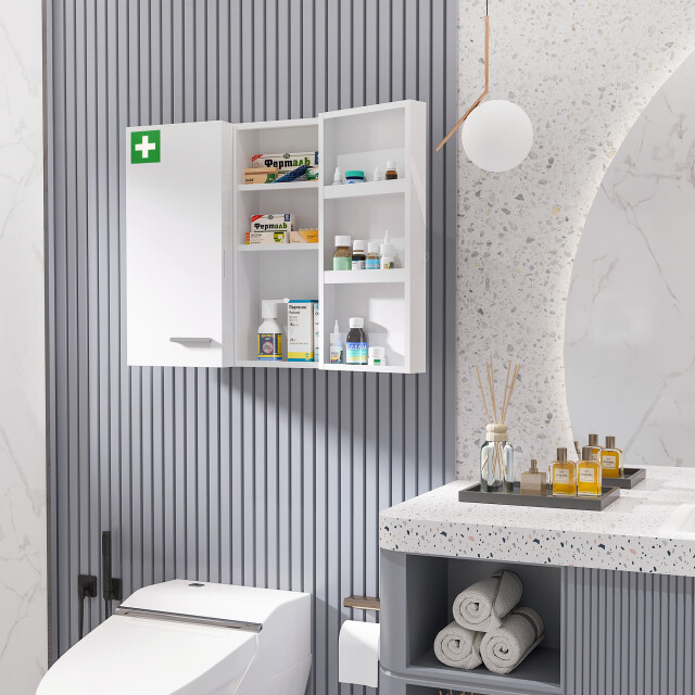 4goodz Medicijnkastje 2 deurs ehbo-kastje met slot rvs 18x55x60 cm - 3156454 large