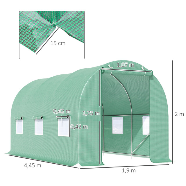 4goodz Outsunny tunnelserre foliekas met gaasplastic 445xx190 cm 3157916 large