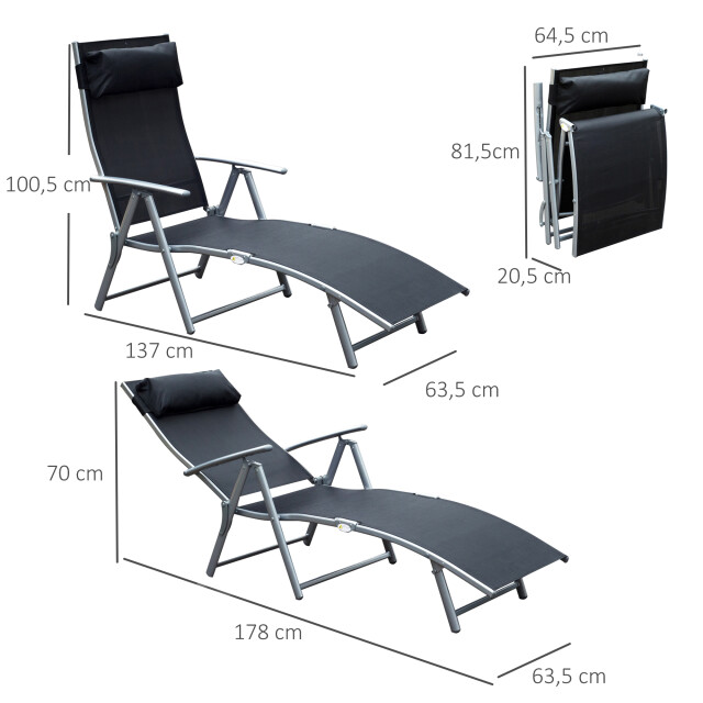 4goodz Comfortabele zonnebed 7-standen textileen ligstoel - 3157917 large