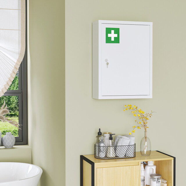 4goodz Medicijnkastje ehbo-kastje met slot rvs 15x40x53 cm - 3156455 large