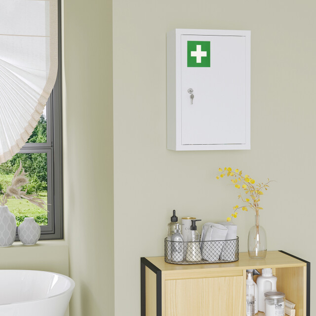 4goodz Medicijnkastje ehbo-kastje met slot rvs 14x30x46 cm - 3156456 large
