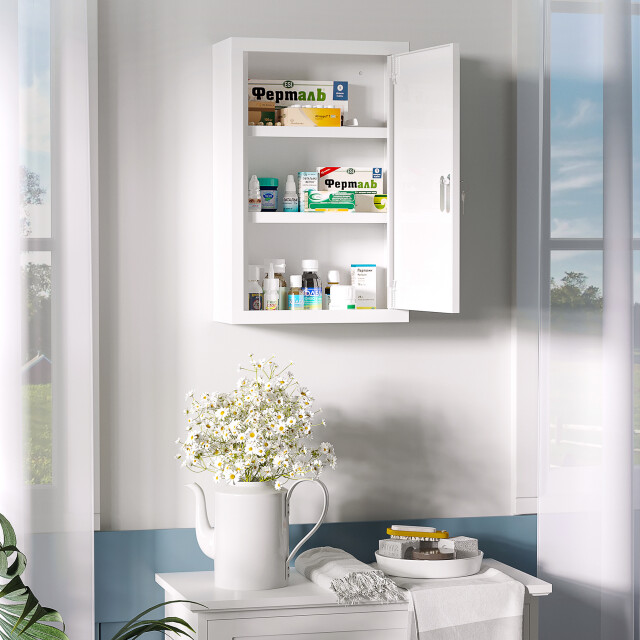 4goodz Medicijnkastje ehbo-kastje met slot rvs 14x30x46 cm - 3156456 large