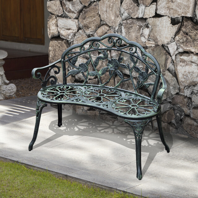 4goodz Metalen 2-zits tuinbank zitbank antieke bank 3156457 large