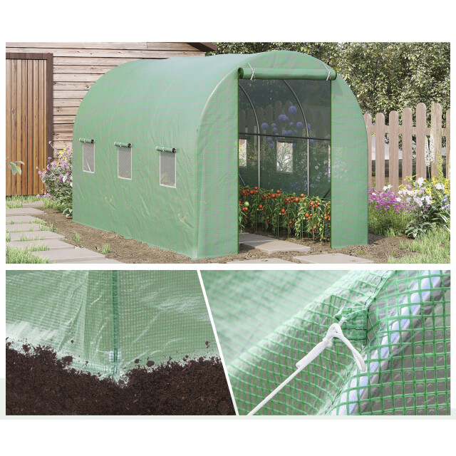 4goodz Outsunny tunnelserre foliekas met gaasplastic 445xx190 cm 3157916 large