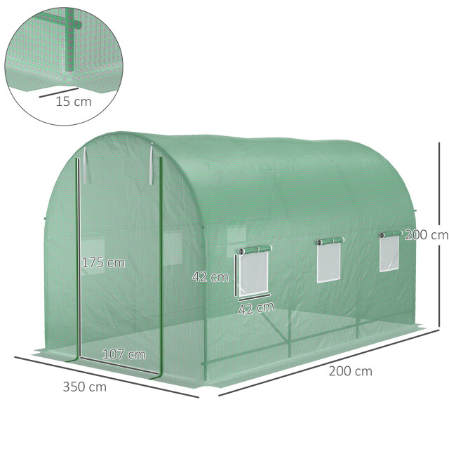 4goodz Outsunny tunnelserre foliekas met gaasplastic 350x200 cm 3157915 large