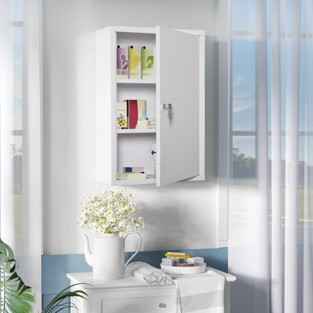 4goodz Medicijnkastje ehbo-kastje met slot rvs 18x40x60 cm - 3156453 large