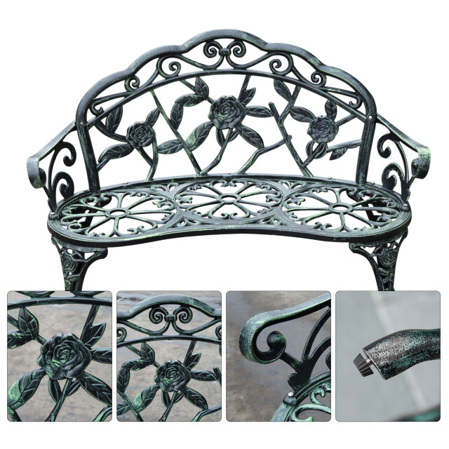 4goodz Metalen 2-zits tuinbank zitbank antieke bank 3156457 large