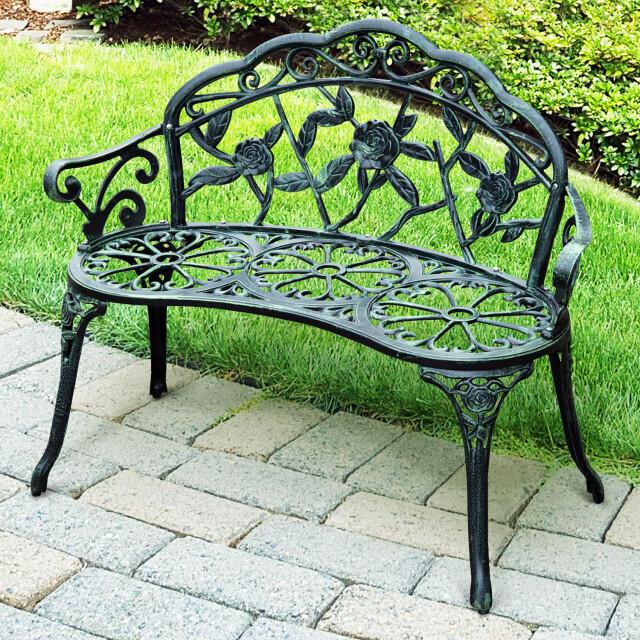 4goodz Metalen 2-zits tuinbank zitbank antieke bank 3156457 large