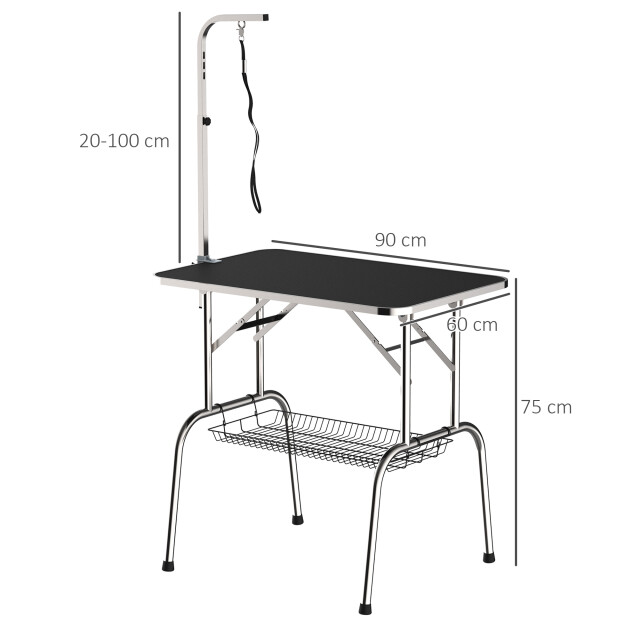 4goodz Pawhut trimtafel hond hoogteverstelbaar opbergkorf zwart 3157928 large