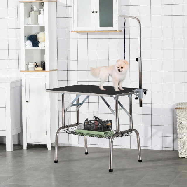 4goodz Pawhut trimtafel hond hoogteverstelbaar opbergkorf zwart 3157928 large