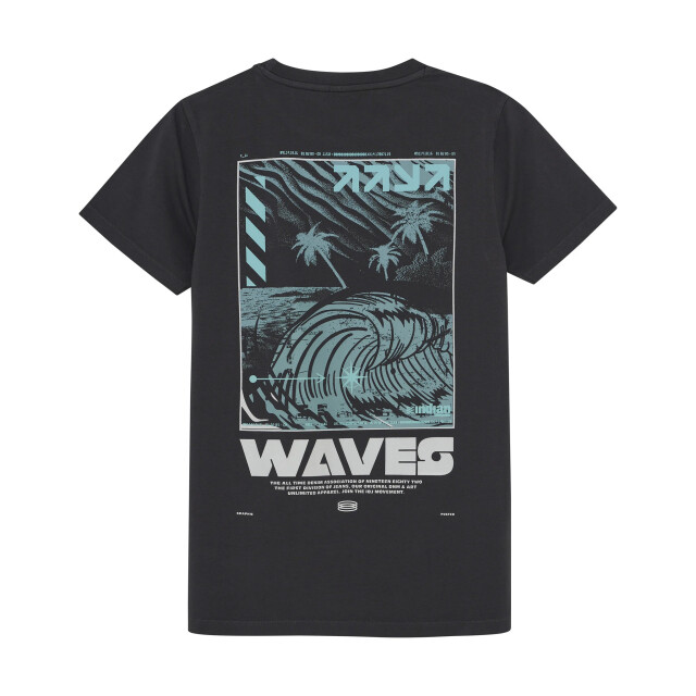 Indian Blue Zomer t-shirt s/s jongens - print wave 960125-1961-Antra Ash large