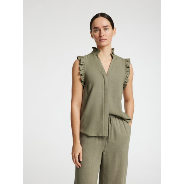 Selected Femme slfviva sl sun ruffle top noos 16096447 vetiver 06010.369.0061 large