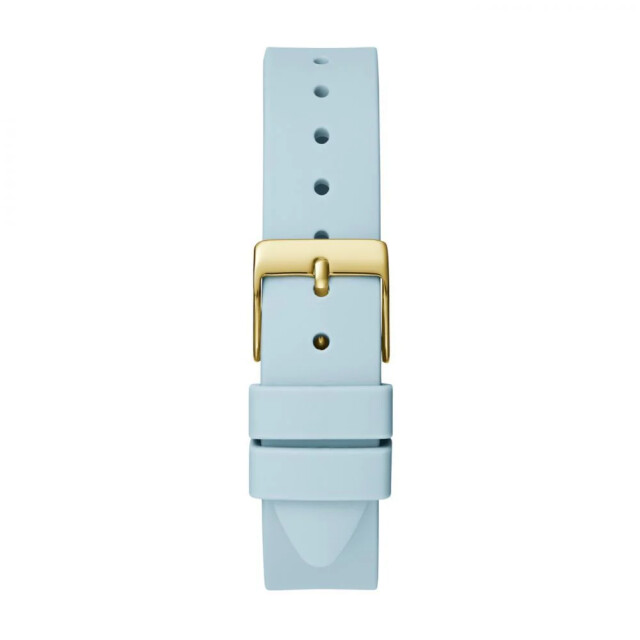 Guess Blauwe siliconen horloge met gouden kast Guess Blauwe Siliconen Horloge Met Gouden Kast large