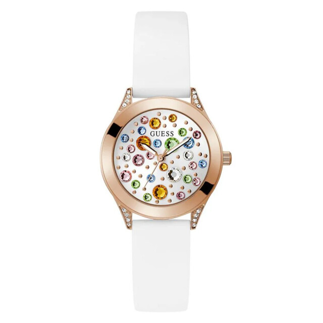 Guess Witte silicium horloge voor dames met mini wonderlust Guess Witte Silicium Horloge voor Dames met Mini Wonderlust large