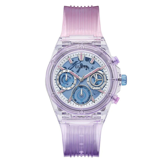 Guess Paarse siliconen horloge met analoge wijzerplaat Guess Paarse Siliconen Horloge Met Analoge Wijzerplaat large