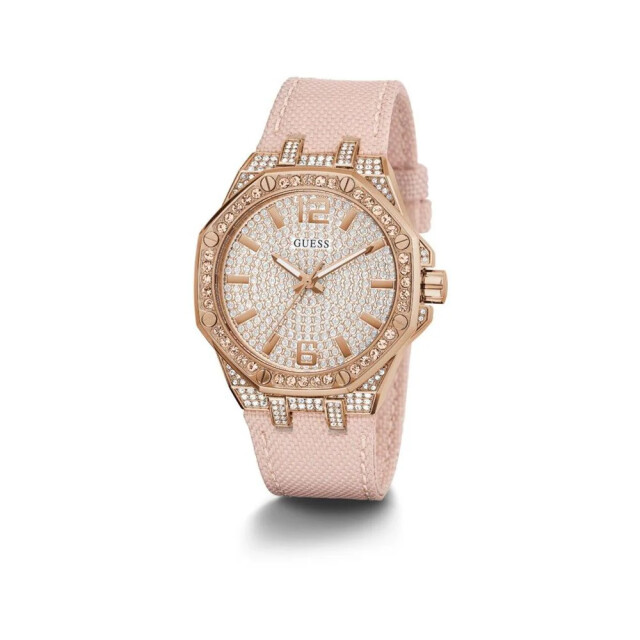 Guess Multicolor leren horloge met roze accenten Guess Multicolor Leren Horloge Met Roze Accenten large