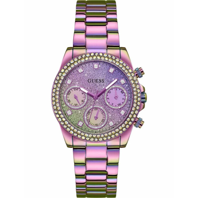 Guess Paarse rvs horloge voor dames met kalender Guess Paarse RVS Horloge Voor Dames Met Kalender large