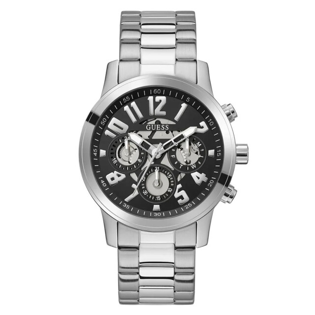 Guess Grijze rvs horloge met dubbel kalenderfunctie Guess Grijze RVS Horloge met Dubbel Kalenderfunctie large