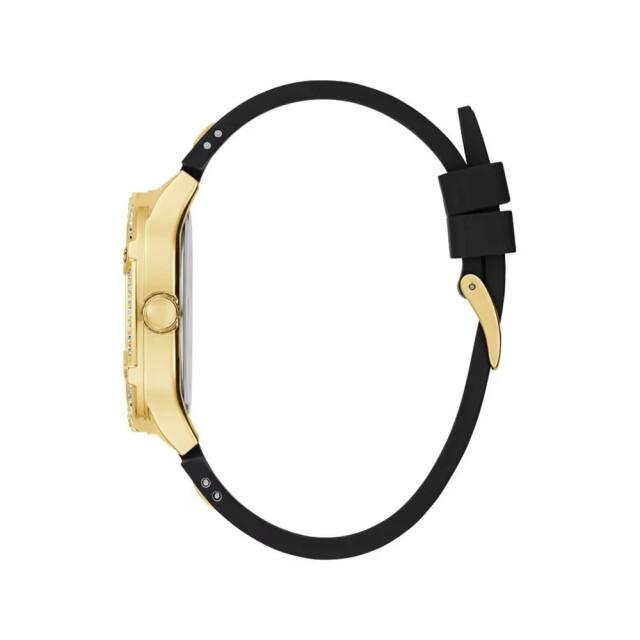 Guess Zwart siliconen horloge met gouden wijzerplaat Guess Zwart Siliconen Horloge Met Gouden Wijzerplaat large