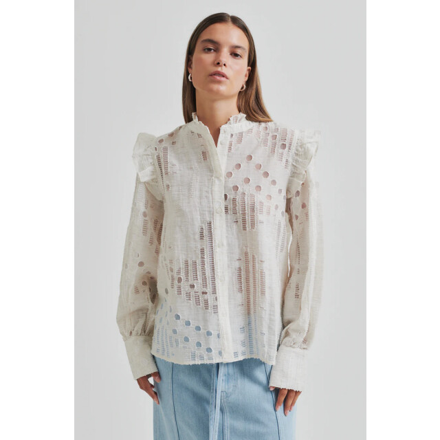 Second Female blouse km nete frill shirt 1044 coconut milk 06615.198.0131 large