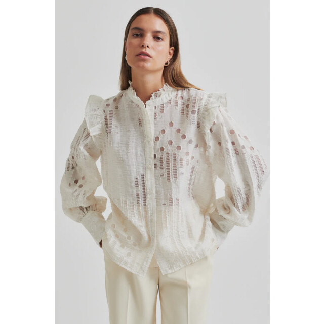 Second Female blouse km nete frill shirt 1044 coconut milk 06615.198.0131 large